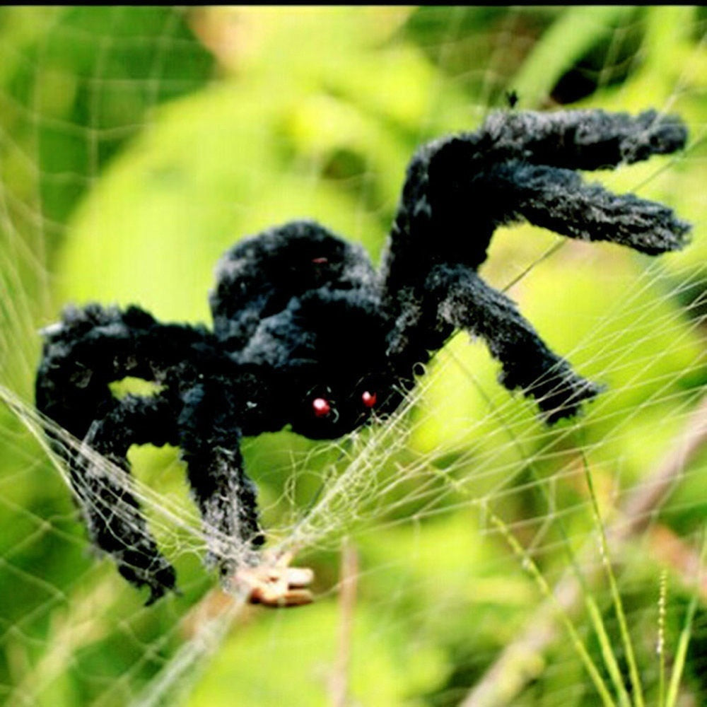 Super big plush spider made of wire and plush black and multicolour style for party
