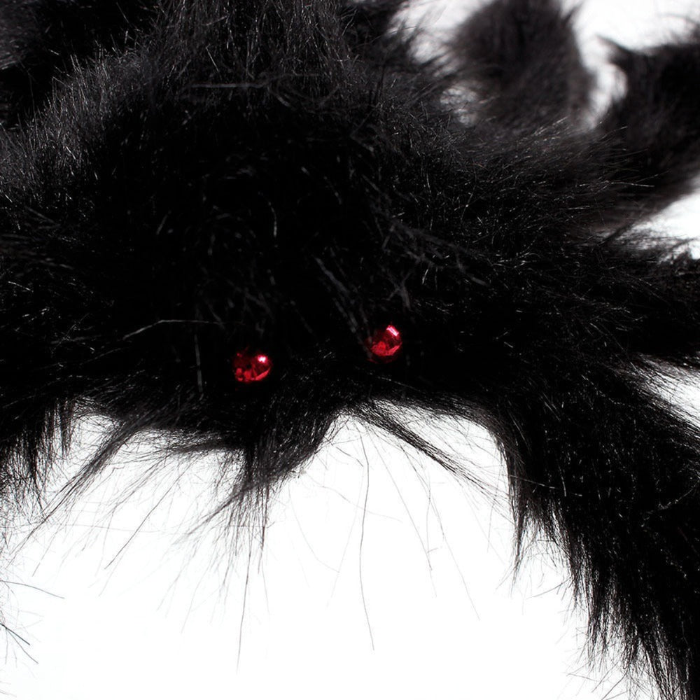 Super big plush spider made of wire and plush black and multicolour style for party