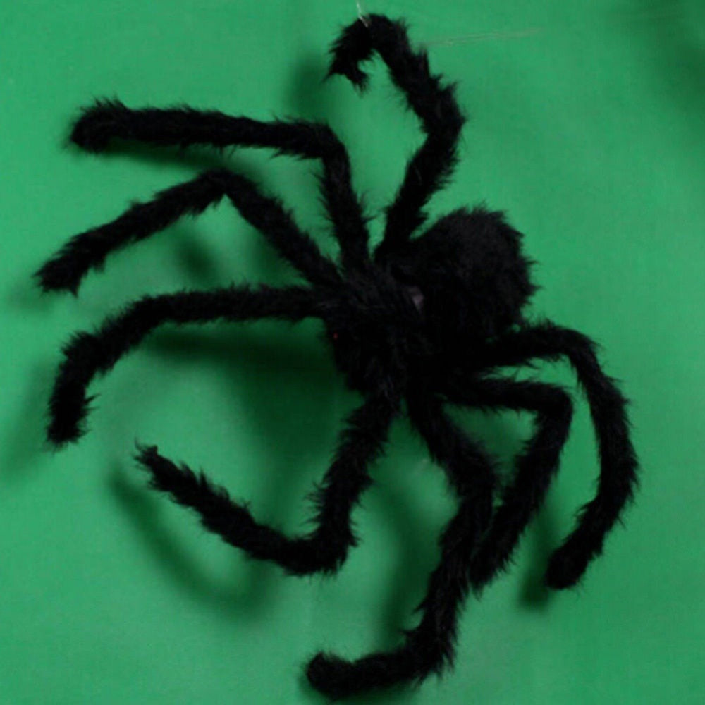 Super big plush spider made of wire and plush black and multicolour style for party