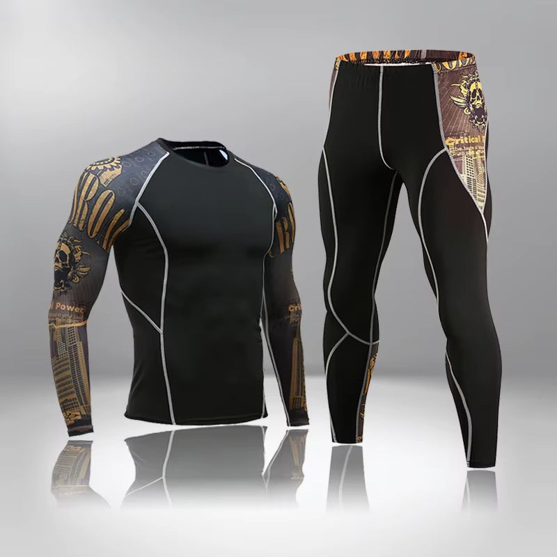 Top Quality Sports Suit Husband Men'S Compression Fleece Sweat Quick Drying Thermo Men'S Gym Longsleeve Tracksuit Sportswear