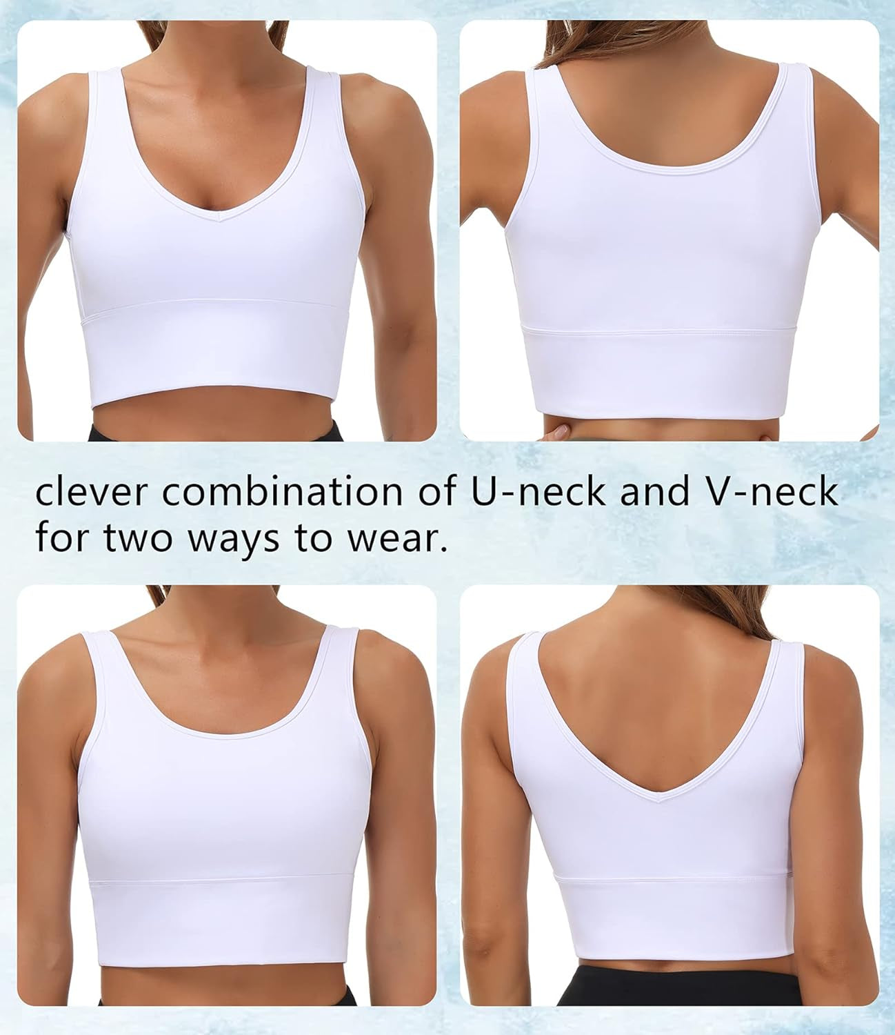 Womens Longline Sports Bra Padded Crop Tank Tops Workout Yoga Bra with Removable Pads