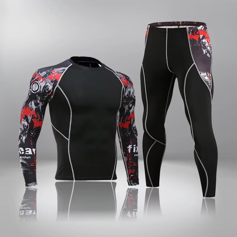 Top Quality Sports Suit Husband Men'S Compression Fleece Sweat Quick Drying Thermo Men'S Gym Longsleeve Tracksuit Sportswear