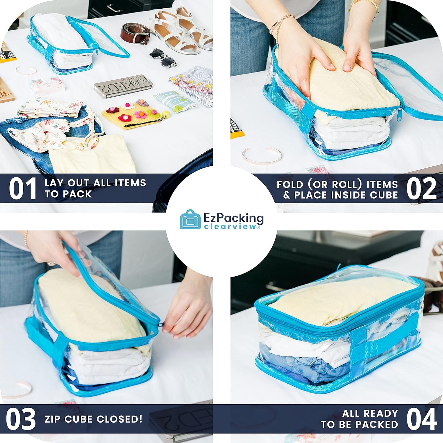 Small Clear Travel Packing Cube/See through PVC Plastic Pouch for Carry on Suitcase, Backpack or Diaper Bag/Transparent Multipurpose Accessories, Makeup & Underwear Organizer W/Handle (Orange)