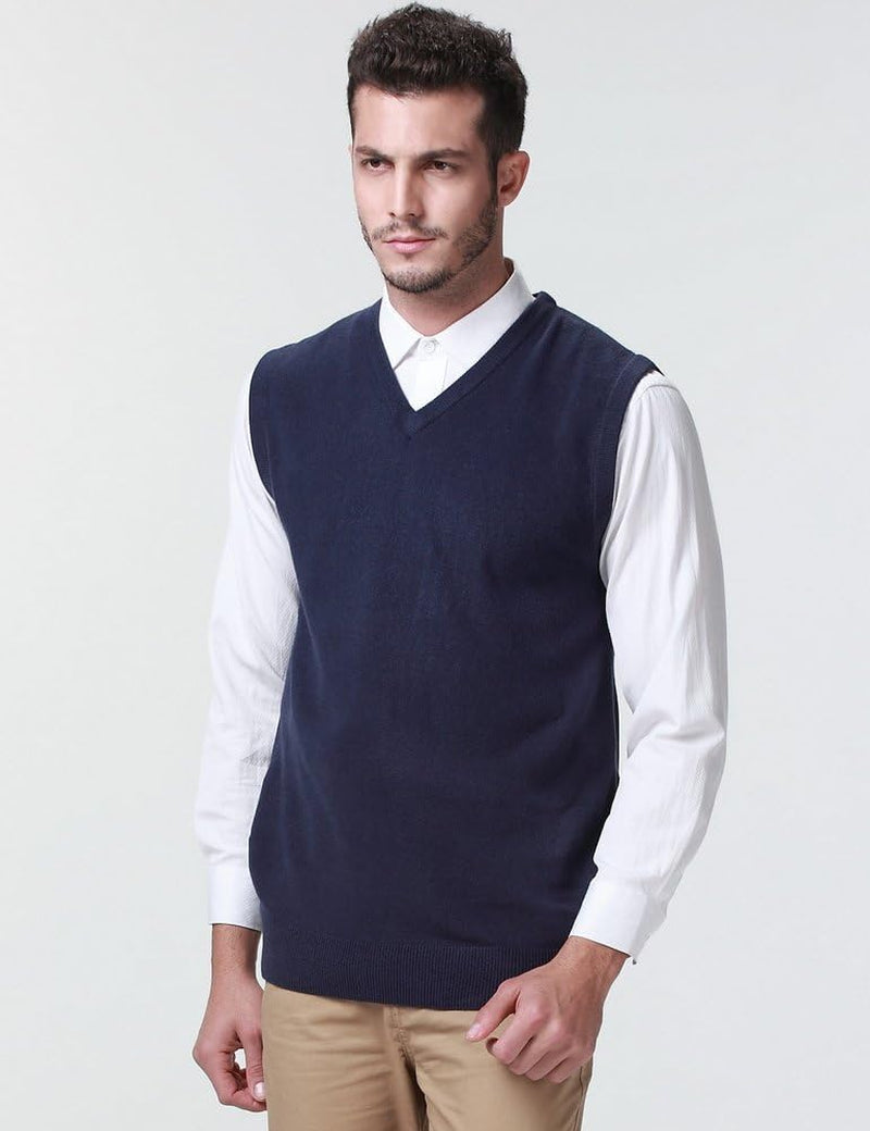 -Sweater-Vest-For-Men-Knit Vest Pullover V Neck Regular Fit Sleeveless Lightweight