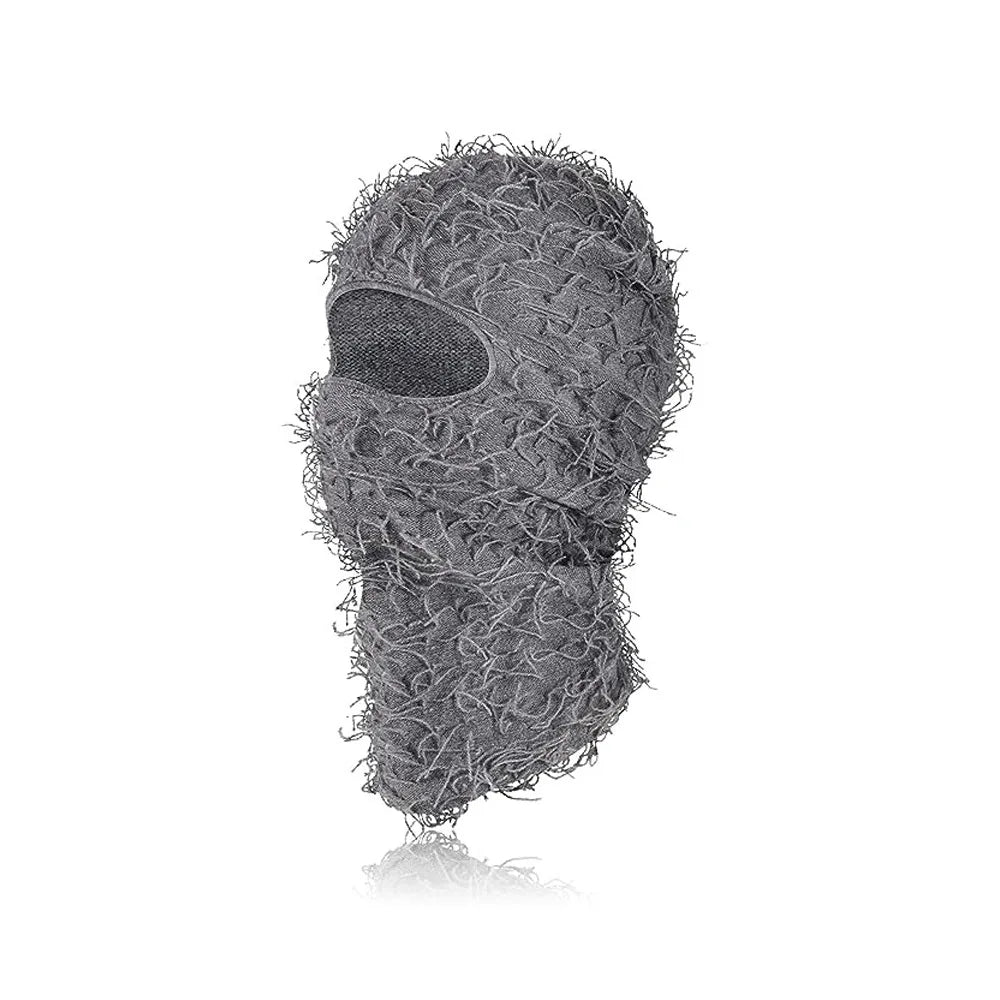 Balaclava Distressed Knitted Full Face Ski Mask for Men Outdoor Camouflage Fleece Fuzzy Balaclava Ski Balaclava Beanies Men Hat