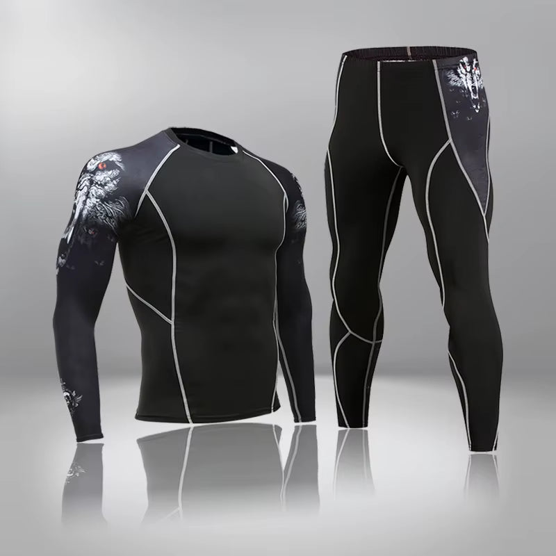 Top Quality Sports Suit Husband Men'S Compression Fleece Sweat Quick Drying Thermo Men'S Gym Longsleeve Tracksuit Sportswear