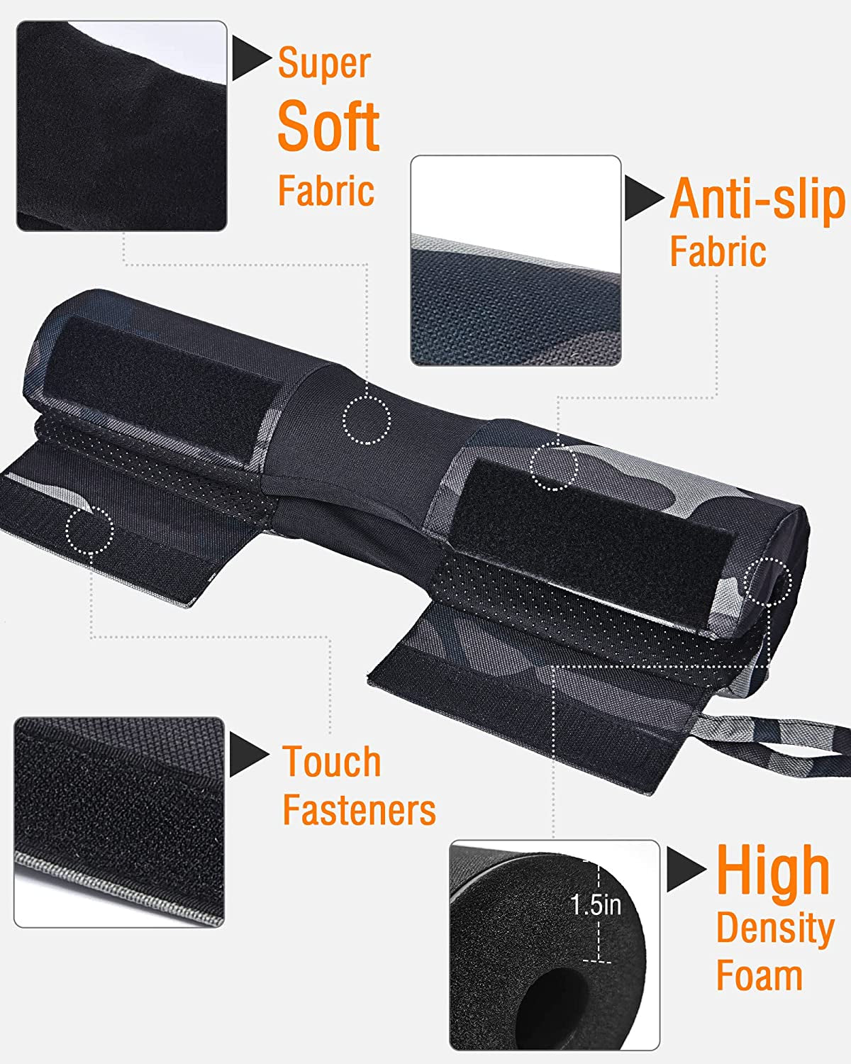 Barbell Pad for Hip Thrust, Standard Barbell Protective Foam, Squat Bar Pad with Closure, Neck & Shoulder Padding Hip Thrust Pad, Fits All Standard and Olympic Bars