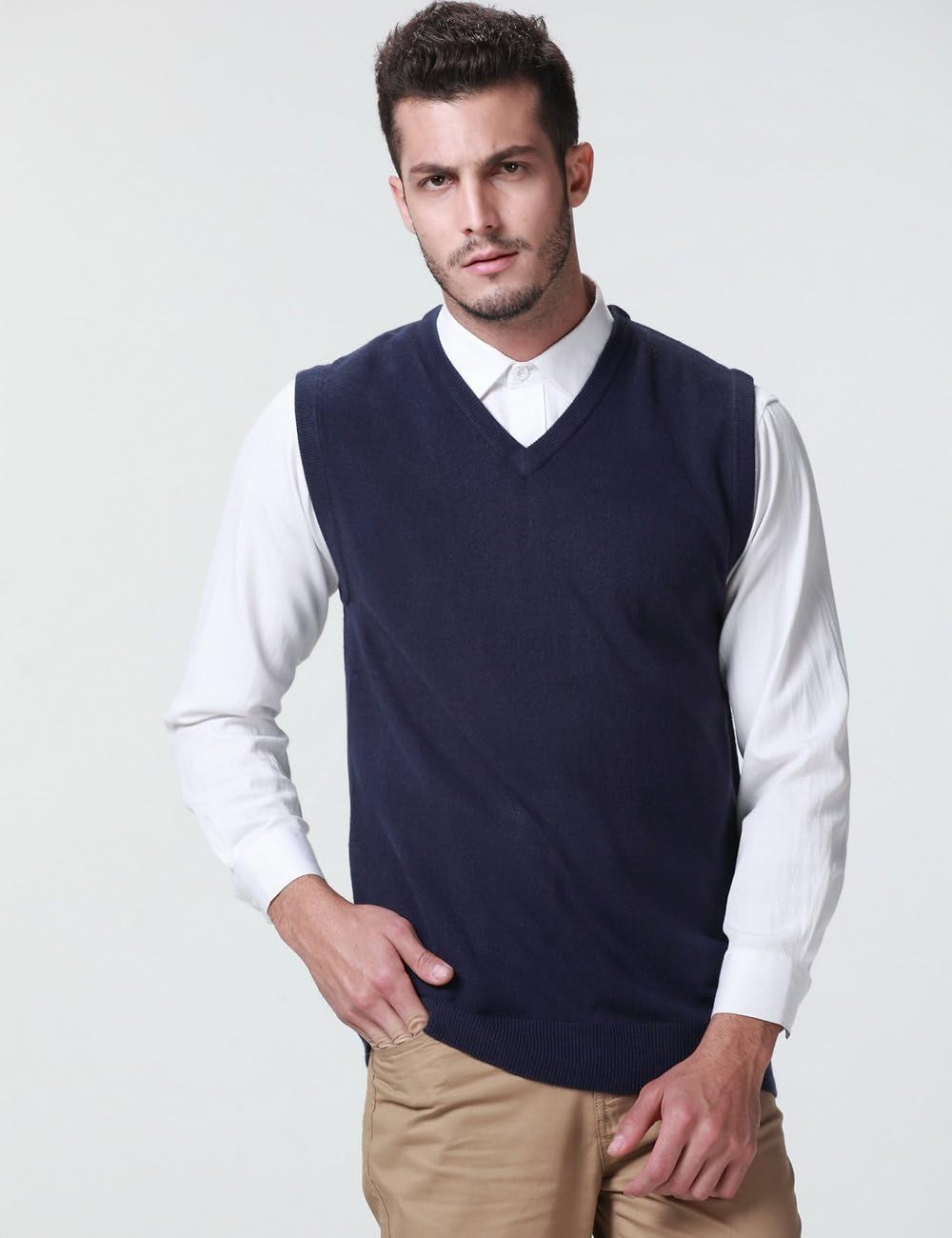 -Sweater-Vest-For-Men-Knit Vest Pullover V Neck Regular Fit Sleeveless Lightweight