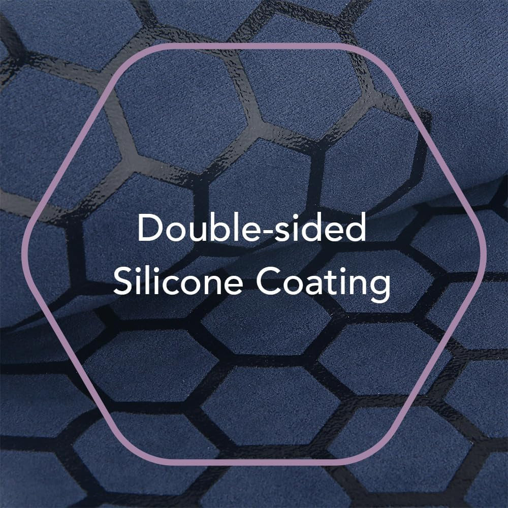 Non-Slip Hot Yoga Towel Mat - Sweat Absorbent Microfiber Suede & Double Sided Grip Hot Yoga Mat Towel with Honeycomb Design, Easy Portable for Pilates, Exercise, Workout - Dark Blue