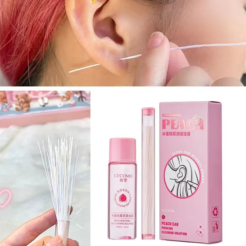 15/25Ml Ear Hole Cleaning Solution Set Safe Health Mint Flavour Inflamed Blockage Care Cleaner Disposable Piercing Cleaning Line