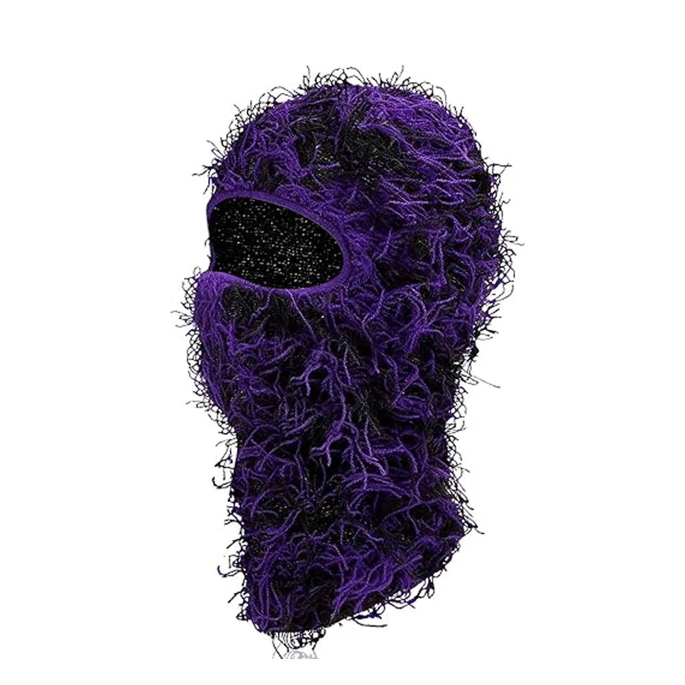 Balaclava Distressed Knitted Full Face Ski Mask for Men Outdoor Camouflage Fleece Fuzzy Balaclava Ski Balaclava Beanies Men Hat