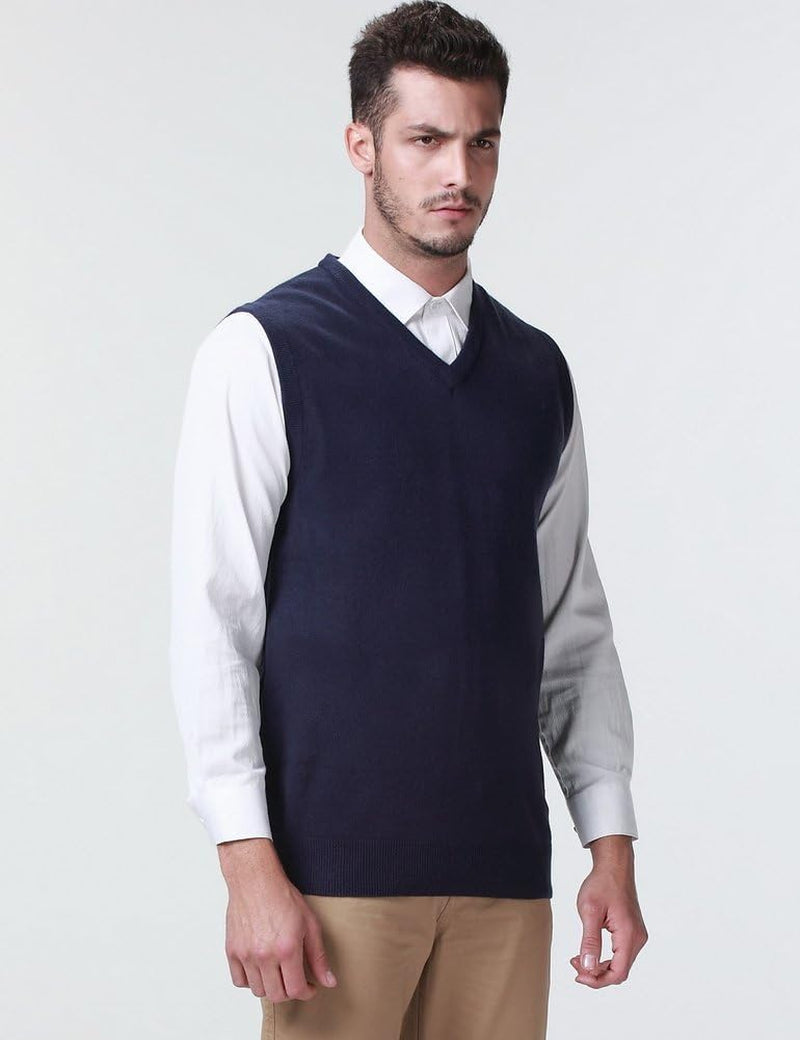 -Sweater-Vest-For-Men-Knit Vest Pullover V Neck Regular Fit Sleeveless Lightweight
