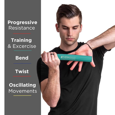 Flexbar, Tennis Elbow Therapy Bar, Relieve Tendonitis Pain & Improve Grip Strength, Resistance Bar for Golfers Elbow & Tendinitis, Green, Medium, Intermediate