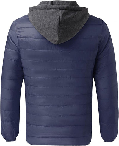 Men'S Winter Warm down Jacket Zipper up Packable Puffer Lightweight Outwear Windproof Coat with Hoodies