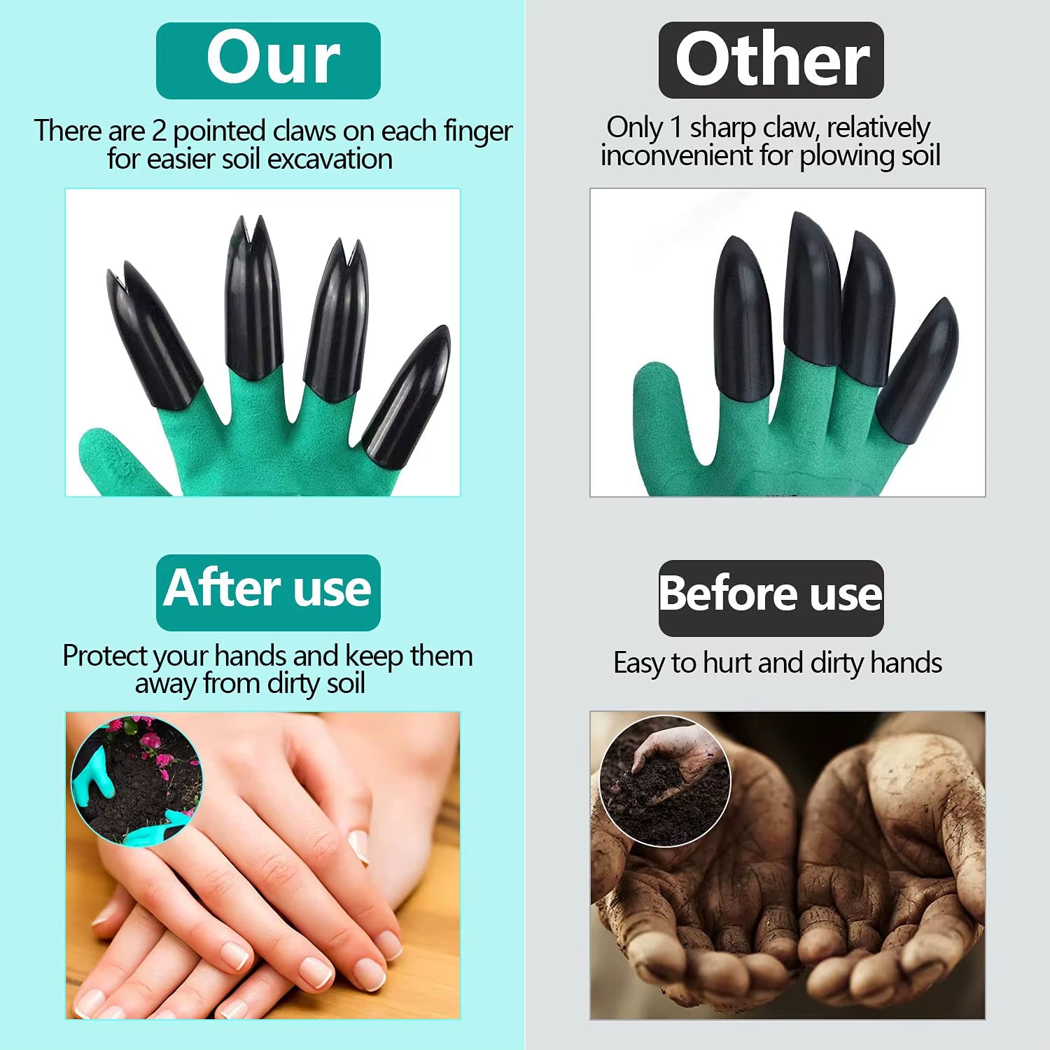 Gardening Gloves with Claws Breathable Waterproof Working Digging Planting Sting-Resistant Non-Slip Protective Latex Gloves