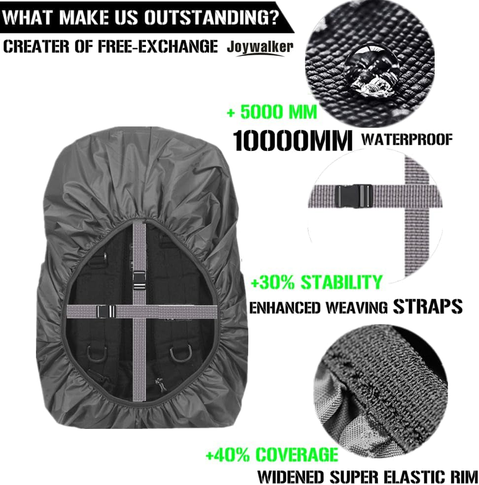 Waterproof Backpack Rain Cover, 10000Mm Waterproof Level, Upgraded Anti-Slip Cross Buckle Straps, Four Strengthened Layers for Hiking Camping Traveling