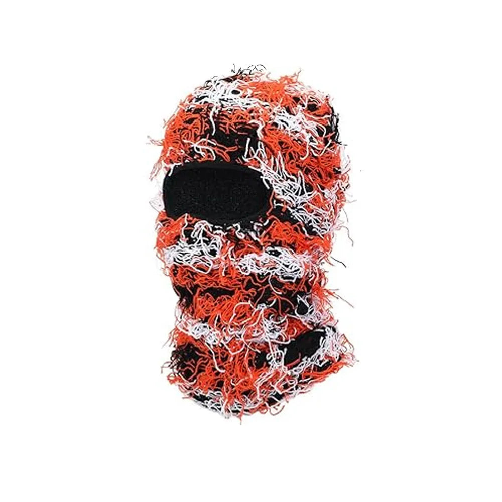 Balaclava Distressed Knitted Full Face Ski Mask for Men Outdoor Camouflage Fleece Fuzzy Balaclava Ski Balaclava Beanies Men Hat