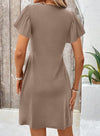 Acelitt Womens Casual Summer Twist Front V Neck Short Sleeve Mini Dress, S-XXL