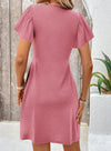 Acelitt Womens Casual Summer Twist Front V Neck Short Sleeve Mini Dress, S-XXL