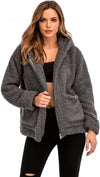 Women Plaid Faux Fleece Coat Long Sleeve Lapel Artificial Shearling Shaggy Jacket Fluffy Fuzzy Overcoat