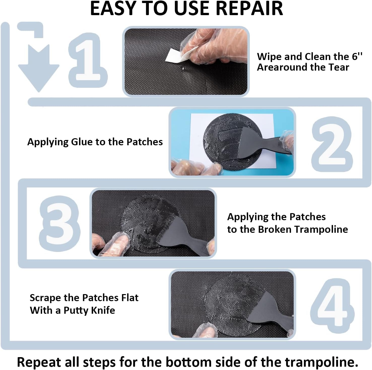 Trampoline Patch Repair Kit 4 Inch Circle on Patches | Repair Trampoline Mat Tear or Hole in a Trampoline Mat (2 Pieces)