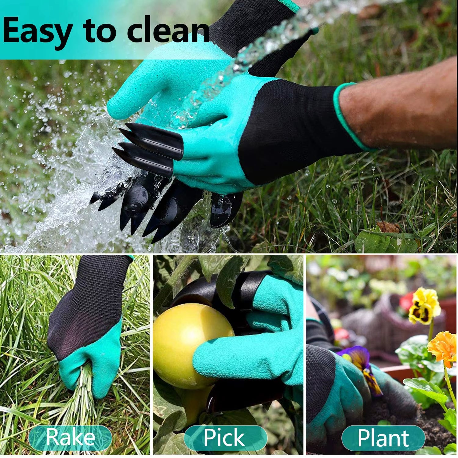 Gardening Gloves with Claws Breathable Waterproof Working Digging Planting Sting-Resistant Non-Slip Protective Latex Gloves