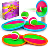 Kids Outdoor Toys - Toss and Catch Game Set, outside Yard Camping Beach Pool Toys Games for Boys Girls 3 4 5 6 7 8 9 10 Year Old, 4 Paddles 4 Balls (Blue+Orange)