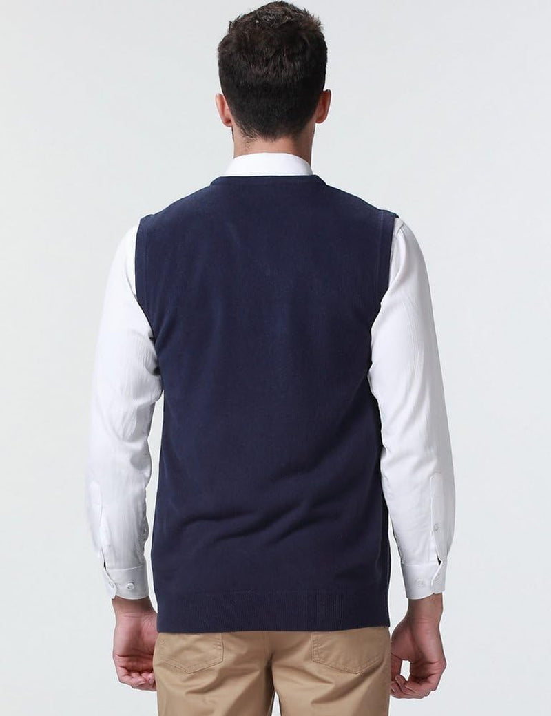 -Sweater-Vest-For-Men-Knit Vest Pullover V Neck Regular Fit Sleeveless Lightweight