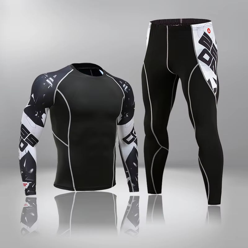 Top Quality Sports Suit Husband Men'S Compression Fleece Sweat Quick Drying Thermo Men'S Gym Longsleeve Tracksuit Sportswear