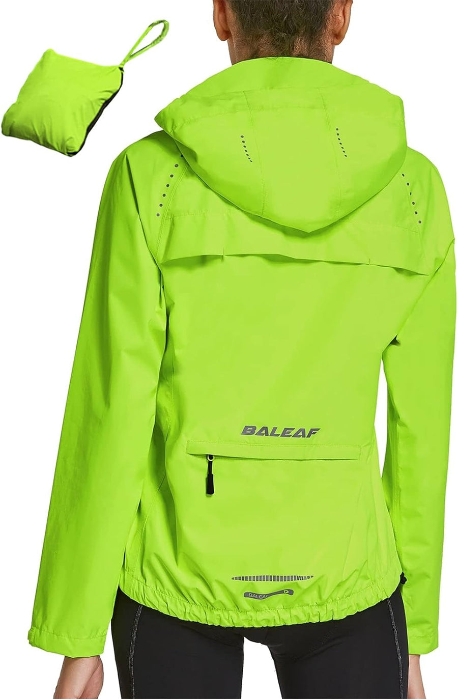 Women'S Rain Jackets Waterproof Windbreaker Packable Running Lightweight Cycling Jacket Reflective Hooded