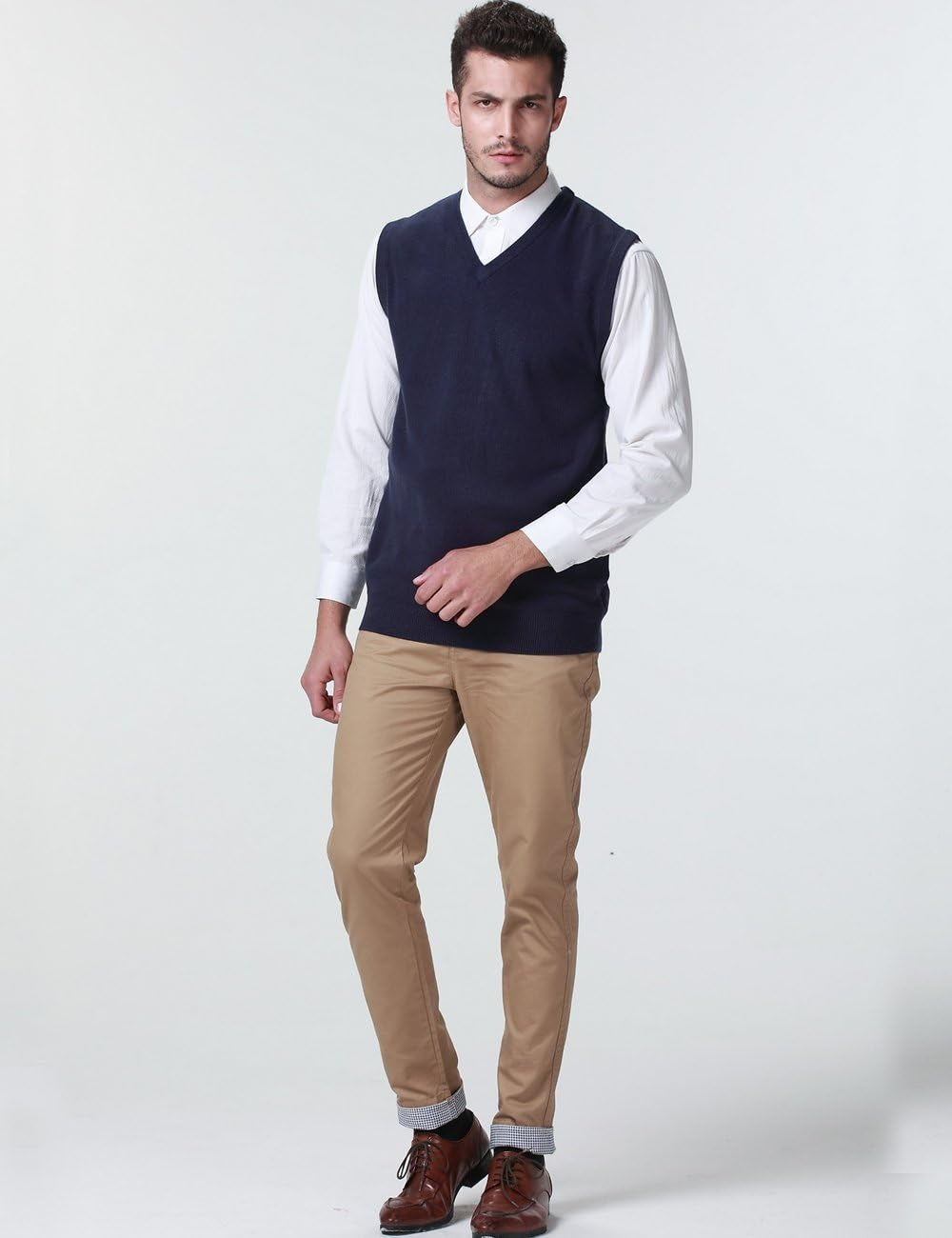 -Sweater-Vest-For-Men-Knit Vest Pullover V Neck Regular Fit Sleeveless Lightweight