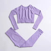 2Pcs Seamless Hyperflex Workout Sport Outfits for Women Sportswear Athletic Clothes Gym Long Sleeve Crop Top High Waist Leggings