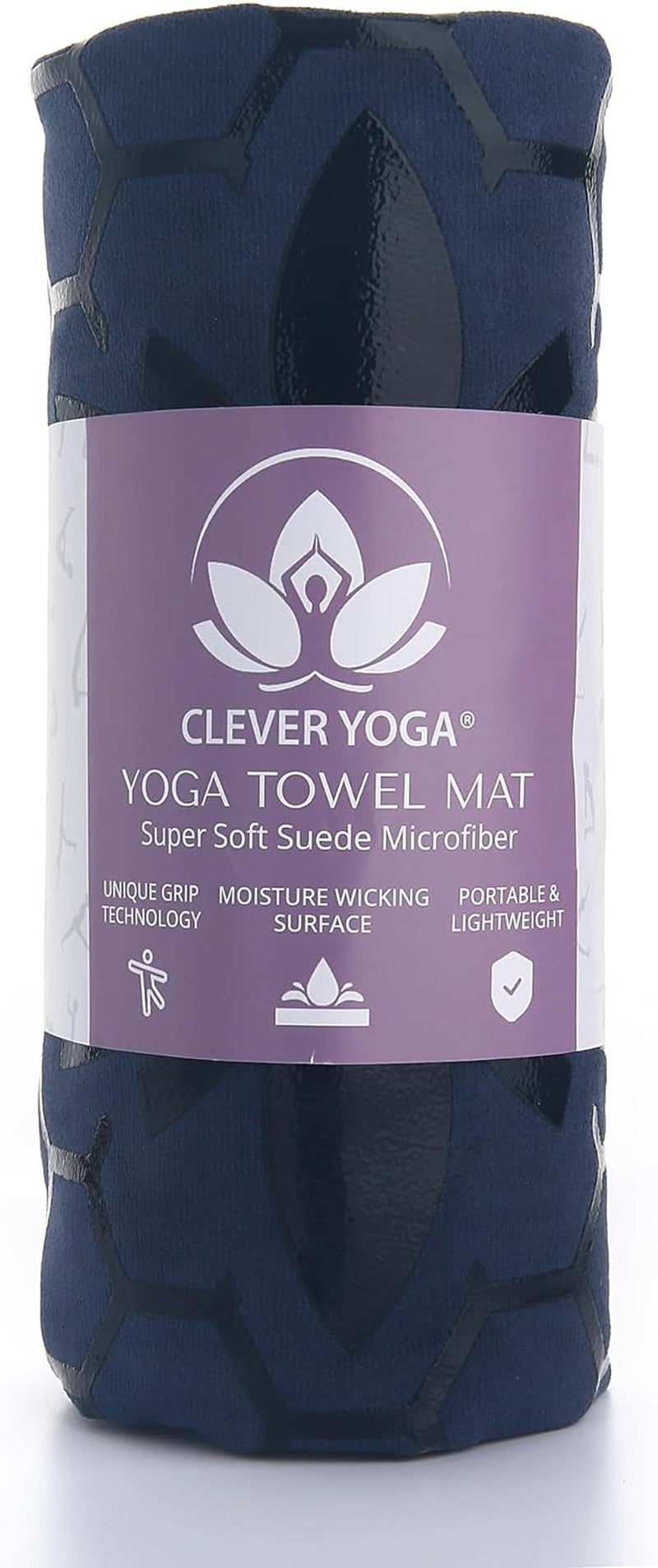 Non-Slip Hot Yoga Towel Mat - Sweat Absorbent Microfiber Suede & Double Sided Grip Hot Yoga Mat Towel with Honeycomb Design, Easy Portable for Pilates, Exercise, Workout - Dark Blue