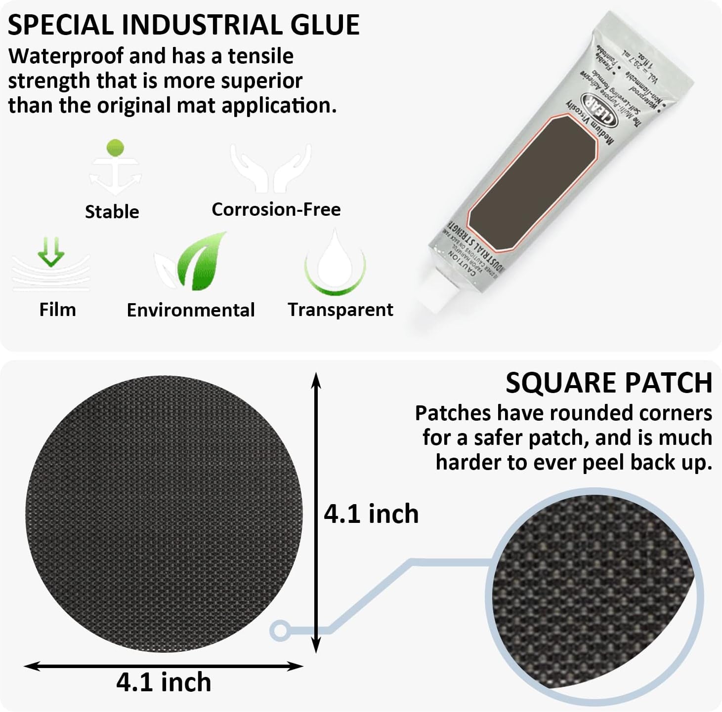 Trampoline Patch Repair Kit 4 Inch Circle on Patches | Repair Trampoline Mat Tear or Hole in a Trampoline Mat (2 Pieces)