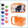 Small Clear Travel Packing Cube/See through PVC Plastic Pouch for Carry on Suitcase, Backpack or Diaper Bag/Transparent Multipurpose Accessories, Makeup & Underwear Organizer W/Handle (Orange)