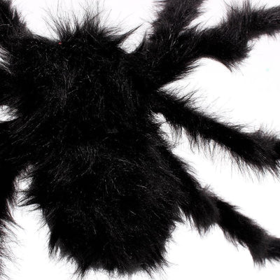Super big plush spider made of wire and plush black and multicolour style for party