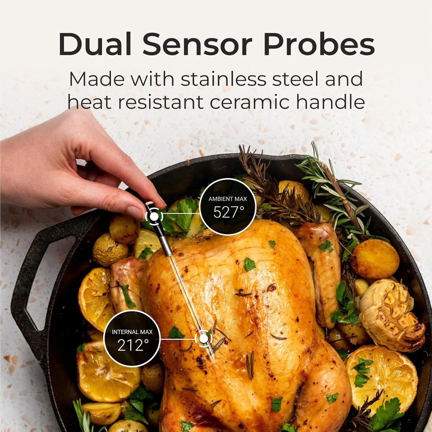 MEATER Plus: Smart Bluetooth Wireless Meat Thermometer Digital | BBQ, Grill, Oven, Smoker, Air Fryer, Deep Fryer, Kitchen | Perfect for Steak, Chicken, Turkey, and More | 50+ Recipes in App