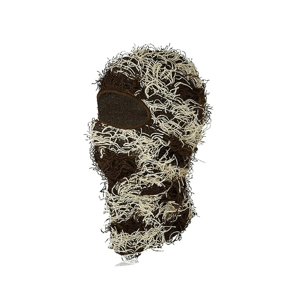 Balaclava Distressed Knitted Full Face Ski Mask for Men Outdoor Camouflage Fleece Fuzzy Balaclava Ski Balaclava Beanies Men Hat