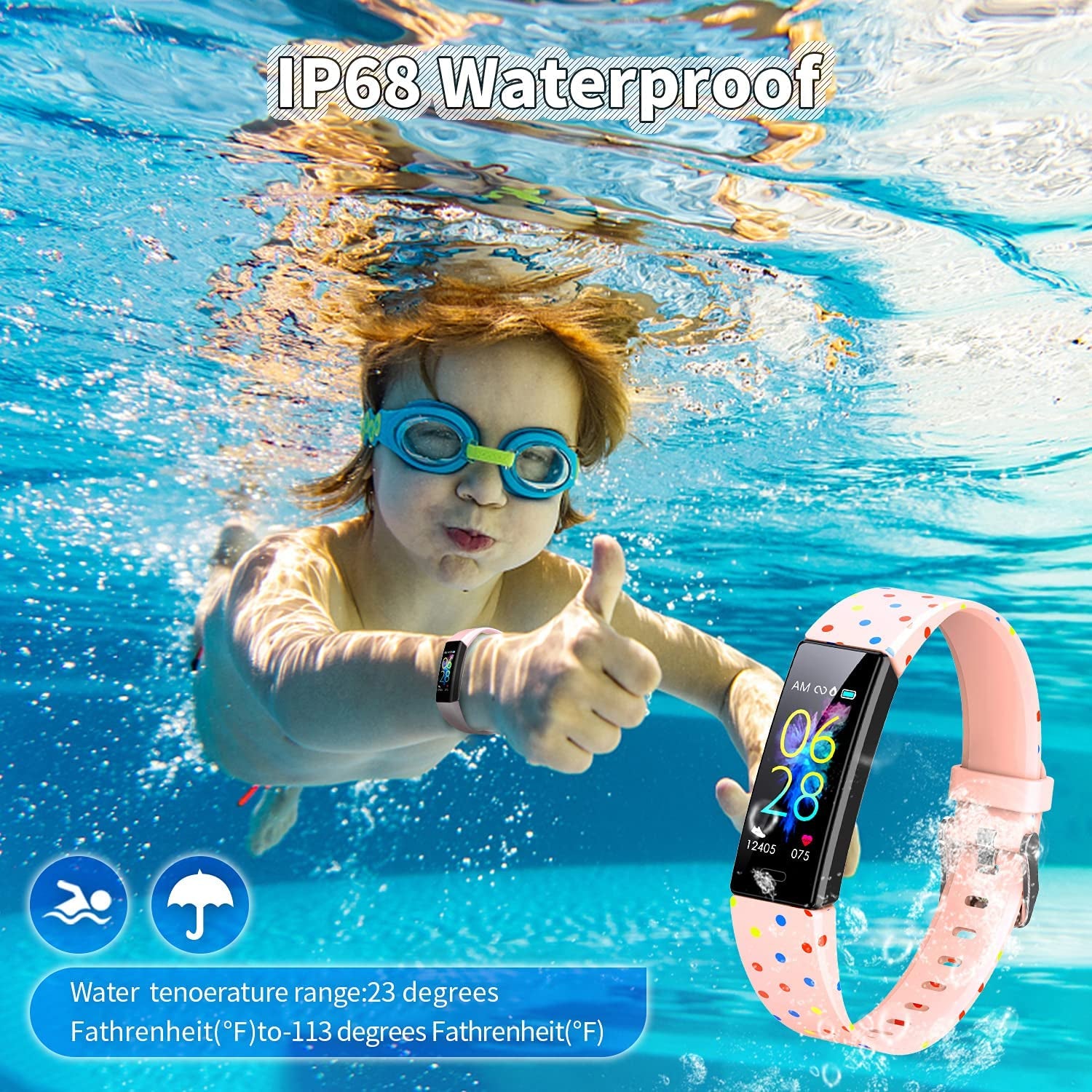 Kids Watch Fitness Tracker, Fitness Watches for Kids, Activity Tracker with Pedometers, Stopwatch, IP68 Waterproof, 11 Sport Modes Smart Watch for Kids Age 6-16 Years Old