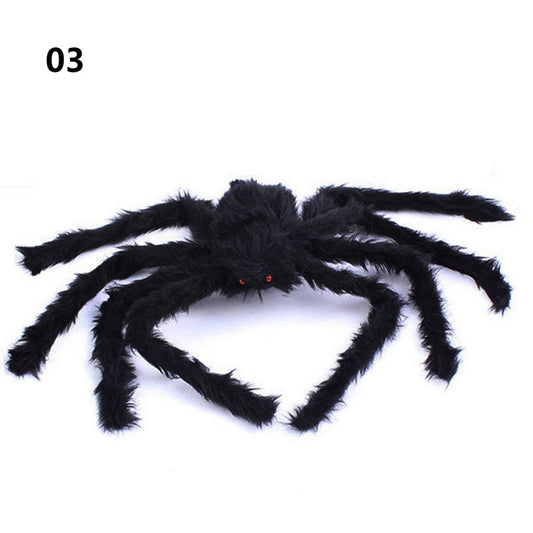 Super big plush spider made of wire and plush black and multicolour style for party