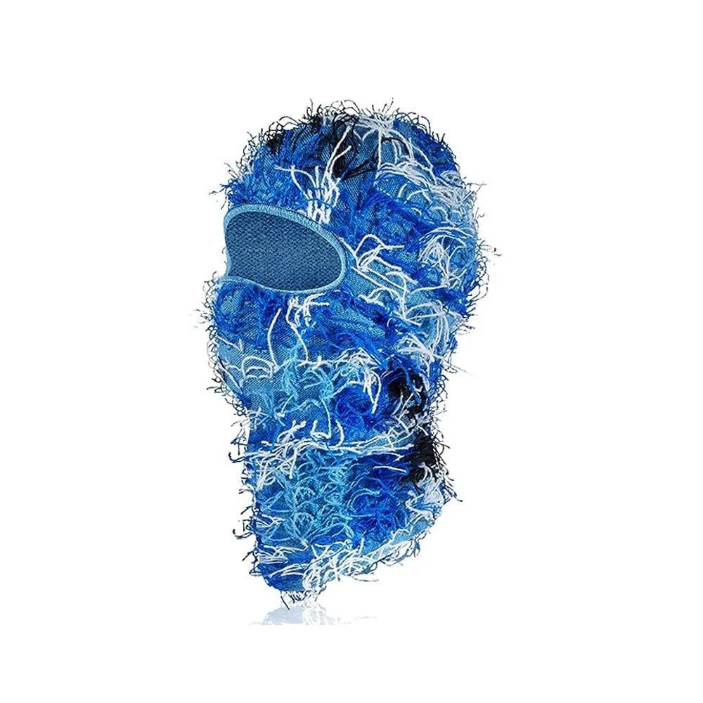 Balaclava Distressed Knitted Full Face Ski Mask for Men Outdoor Camouflage Fleece Fuzzy Balaclava Ski Balaclava Beanies Men Hat