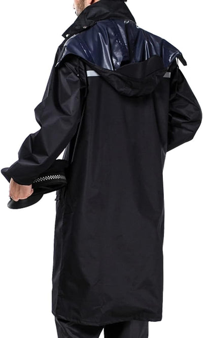 Raincoat Waterproof Long Rain Jacket Lightweight Rainwear Reflective with Packable Hood for Men Women Adults