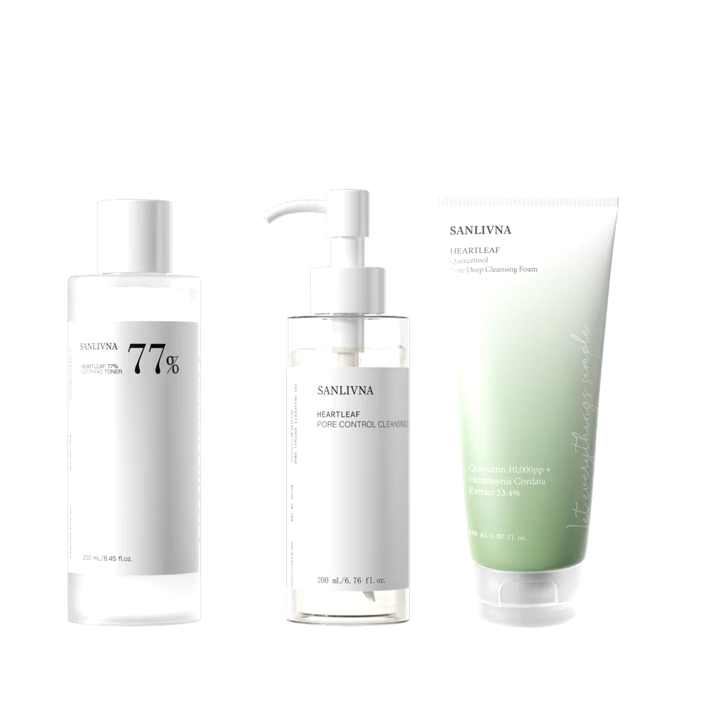 Korean Skin Care Products Heartleaf 77% Skin Care Set Moisturizing Toner Cleansing Oil Quercetin Pore Deep Cleansing Foam