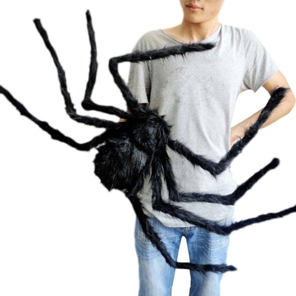 Super big plush spider made of wire and plush black and multicolour style for party