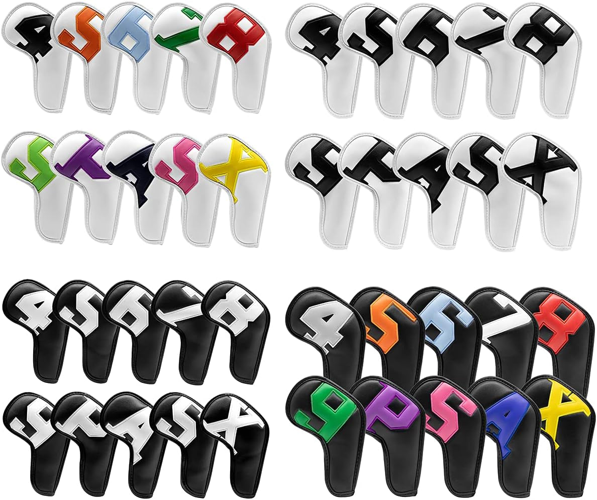 Montale Golf Iron Covers 10Pcs, Golf Iron Head Covers Leather Golf Iron Covers Set Colorful Golf Iron Headcovers,Golf Club Head Covers for Iron Customize & Non-Customiz