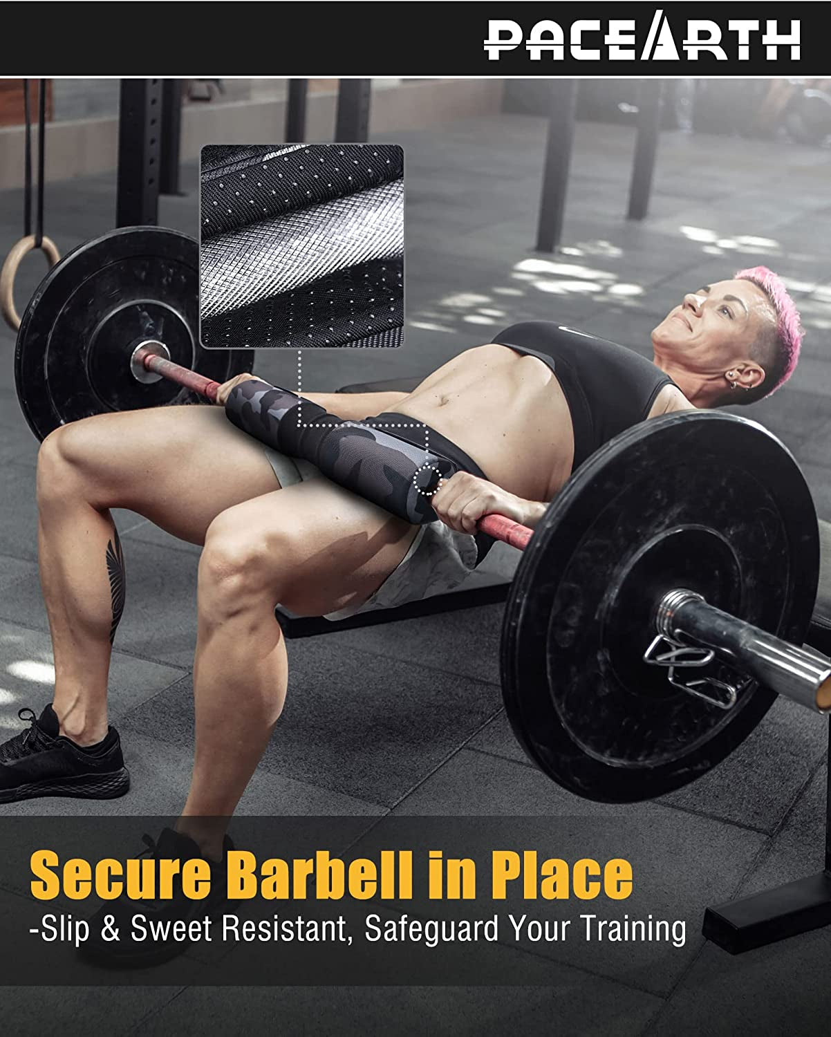 Barbell Pad for Hip Thrust, Standard Barbell Protective Foam, Squat Bar Pad with Closure, Neck & Shoulder Padding Hip Thrust Pad, Fits All Standard and Olympic Bars