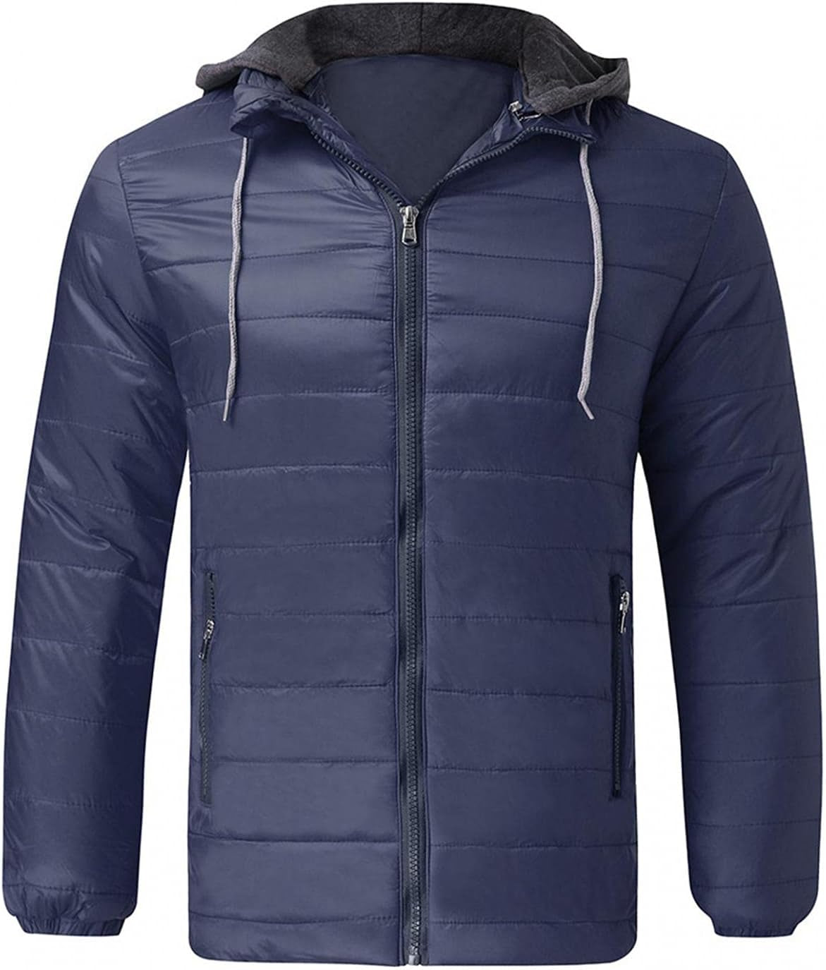 Men'S Winter Warm down Jacket Zipper up Packable Puffer Lightweight Outwear Windproof Coat with Hoodies