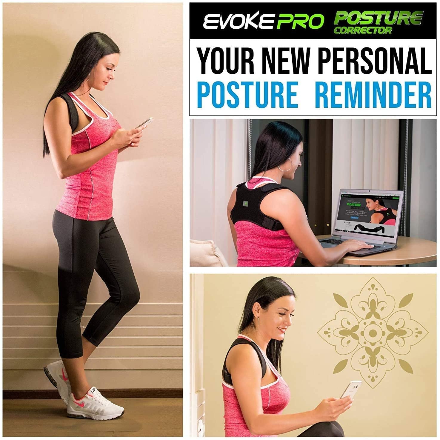 Back Posture Corrector for Women and Men - Shoulder Brace - Upper Back Support - Back Straightener - Resistance Band Included (Regular)