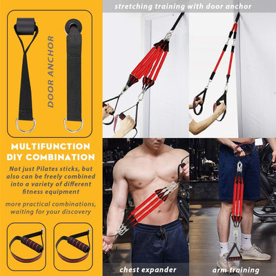 Upgraded 60-180LBS Adjustable Pilates Bar Kit with Resistance Band, Anti-Break, Portable Fitness Exercise Workout Toning Bar Stick for Stretching Twisting Sit-Up, Home Workout Equipment Men Women