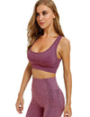 Women Seamless Yoga Workout Set 2Pcs Outfits Gym Leggings and Sports Bra (Wine, Small)